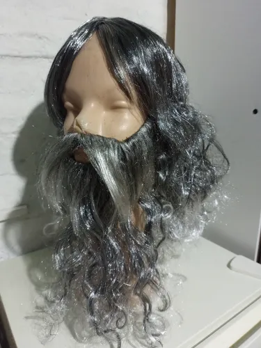 Peluca Y Barba Gris Canas 40 Cm La Parti Wigs