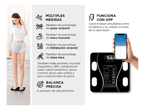 Balanza Smart Baño Digital Inteligente Bluetooth 180kg