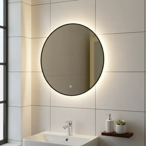 Espejo Redondo Baño Luz Led Con Tecla Oculta 60cm