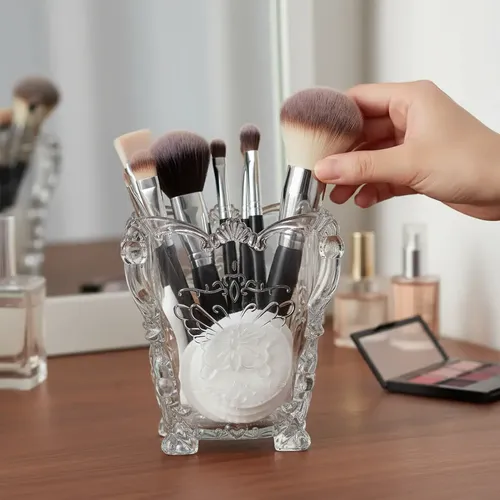 Organizador De Maquillaje Porta Algodón Y Pinceles Genérico