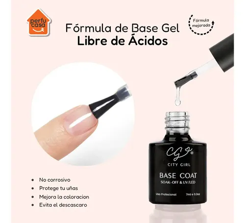Kit Base Coat Top Coat City Girl 7ml Semipermanente Esmalte Uv Led Gel Tratamiento Manicura