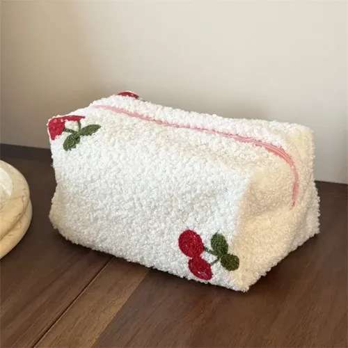 Bolsa De Cosméticos Con Estampado De Cerezas, Bolsa De Tocad