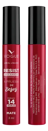 Labial Vogue Resist 3ml Acabado Mate Color Invencible