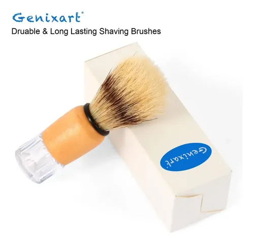 Genixart Cepillo De Afeitar Con Cerdas Y Mango De Madera