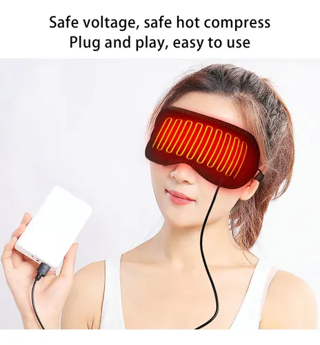 Antifaz De Ojos Con Compresión Caliente, Eléctrico, Negro Black