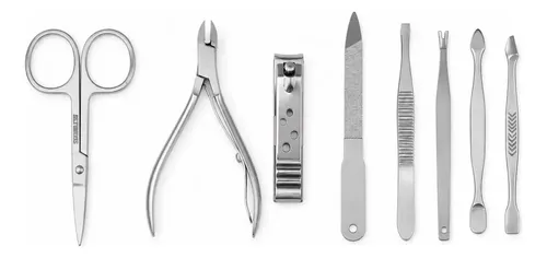 Set Manicura Estuche Cuero Pu Ona Saez Kit 8 Piezas De Acero