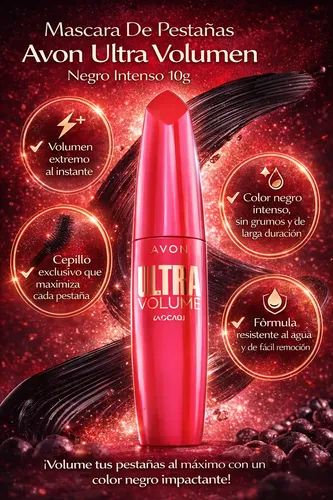 Mascara De Pestañas Avon Ultra Volumen Negro Intenso 10g
