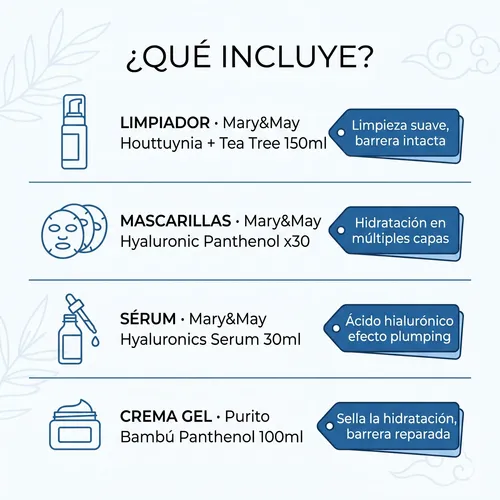 Kit Skincare Hidratante Coreano Mary&may Purito Hialurónico