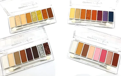 Set X 4 Paletas Sombras Ojos Matte Glitter Brillante Skora