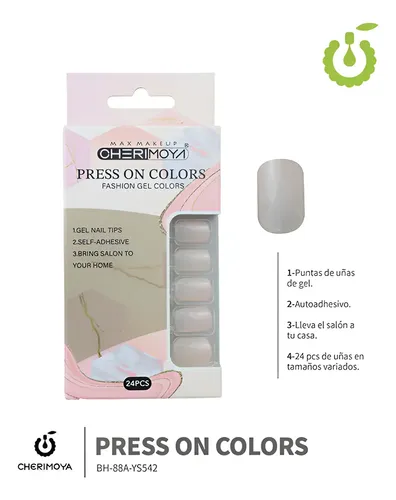 Press On Nail Tip Forma Cuadrada Corta Cherimoya