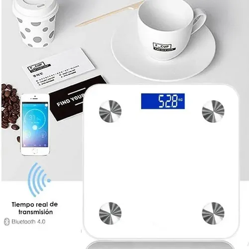 Bascula Inteligente Smart Bluetooth Masa Corporal Calidad Color Blanco