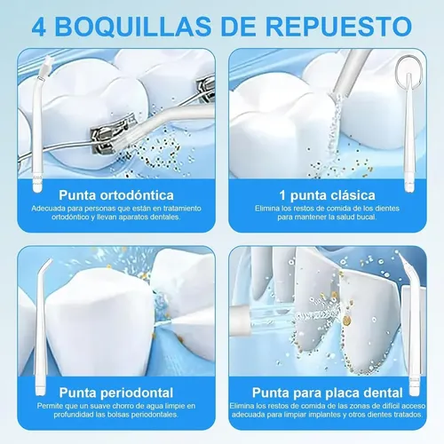 Irrigador Bucal Portátil Inalámbrico Recargable 3 Modos Blanco