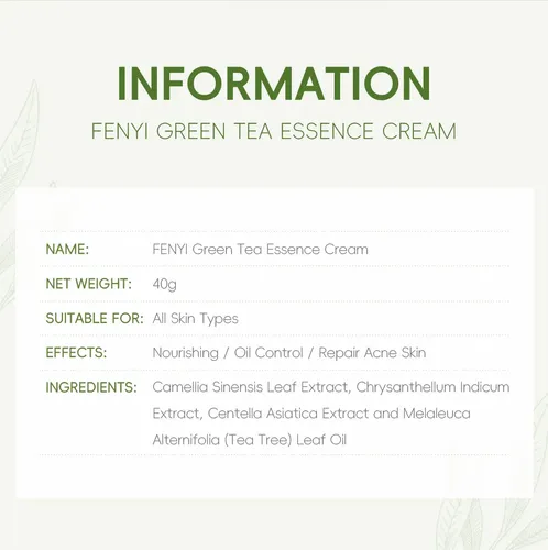 Fenyi Green Tea Essence Cream – Reparación De Acné 40g