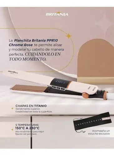 Plancha De Pelo Titanium Britania 230oc Rose Gold