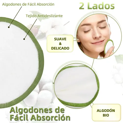 24 Pads Desmaquillantes Reutilizables, Algodones
