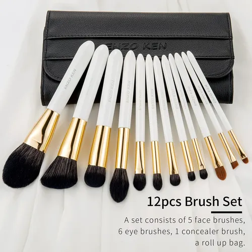 Set De Brochas De Maquillaje Enzo Ken De Pelo De Cabra Negro