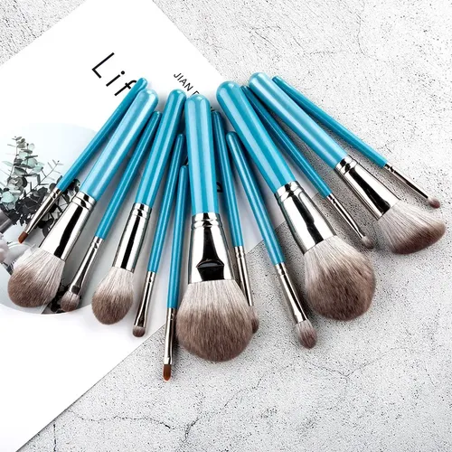 Set De 13 Brochas De Maquillaje Con Estuche De Cuero