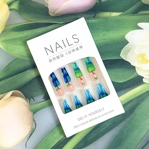 Uñas Postizas Acrílicas Extra Largas Estilo Ataúd Con