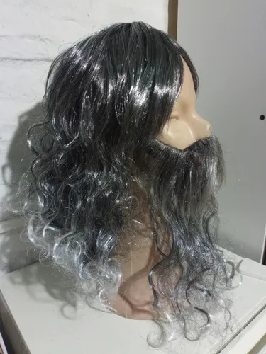 Peluca Y Barba Gris Canas 40 Cm La Parti Wigs
