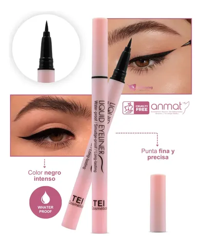 Delineador En Fibra Negro Waterproof Tei Cosmética