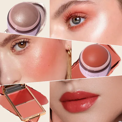 Kit 3 Paleta Colorete Dúo Y Contorno Y Iluminador Crema