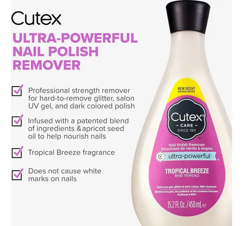 Quitaesmalte Cutex Ultra Poderoso 450 Ml Con Fragancia