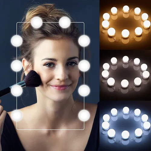 Luces Para Espejo De Maquillaje 10 Bombillas Led, 3 Colores