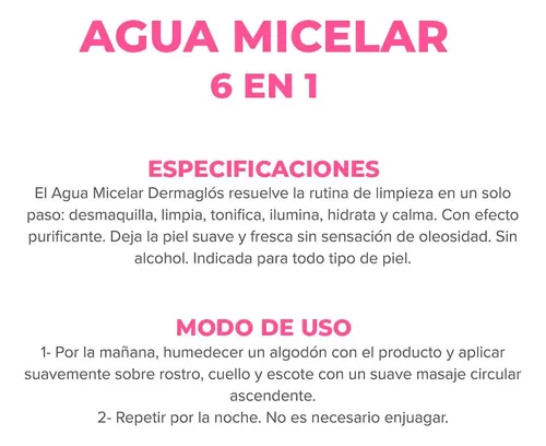 Agua Micelar Dermaglós 6 En 1 X 400 Ml