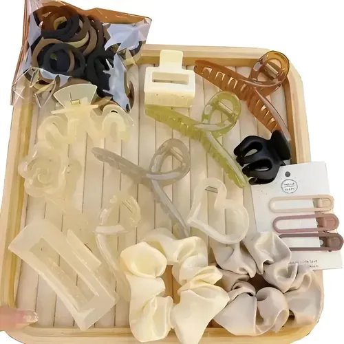 Set 115 Pcs Pinzas Para El Cabello Y Elásticos Pelo Mujer