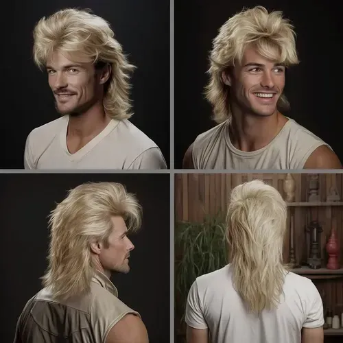 Peluca De Pelo Largo Para Hombre, Estilo 80, Disfraz De Aspe Marrón