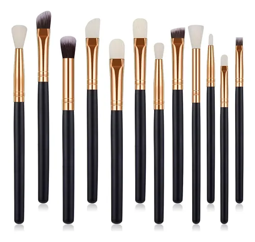 Set 12 Pinceles Brochas Para Ojos Cejas Maquillaje Completo