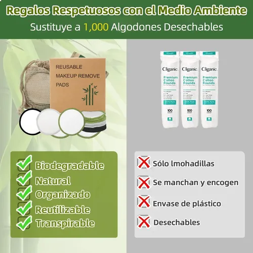 24 Pads Desmaquillantes Reutilizables, Algodones