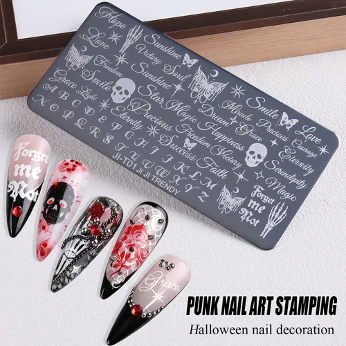 Kit Estampado Uñas 2 Placas Letras Cursivas Retro