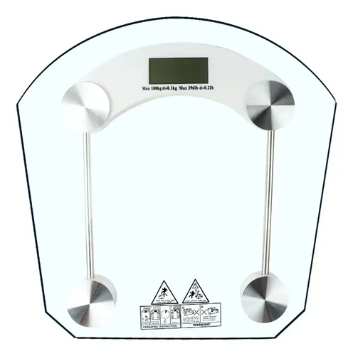 Balanza Portatil De Baño Digital De Vidrio Y Acero 180 Kg Color Cuadrado