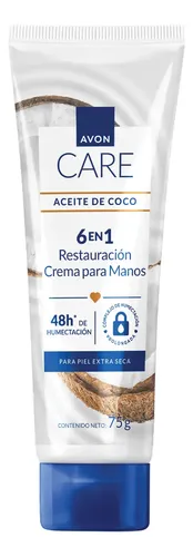 Crema De Manos CON Aceite De Coco 48H 6 en 1 Avon Care 75G