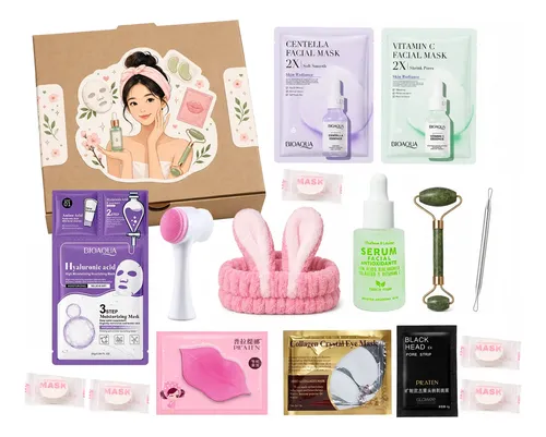 Set Regalo Skincare Caja Roller De Jade Mascarillas Serum