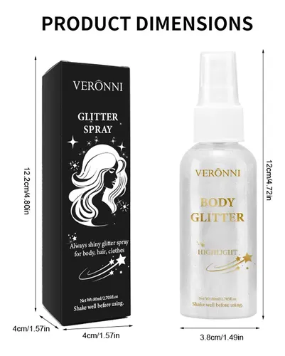 Iluminador En Aerosol Para Cuerpo Y Cabello, Color Blanco Pl