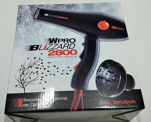 Secador De Pelo Profesional Blizzard 2800 Con Difusor Wpro Color Negro