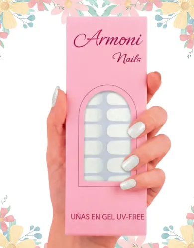 Stickers De Uñas Gel X22 Adhesivas Con Diseño Sin Lámpara Uv