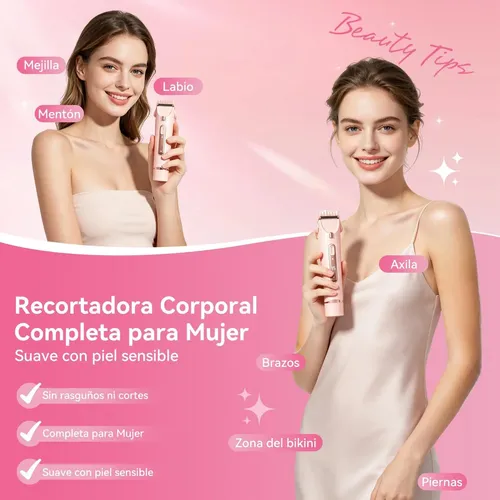 Depilador Eléctrico Para Mujer Con Luz Led Portátil 2 En 1