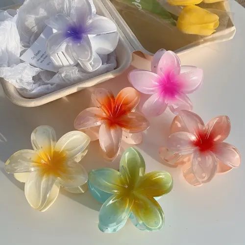 Pack 12 Broches Pinzas Pelo Flor Hawaiianas Hibiscus Bali