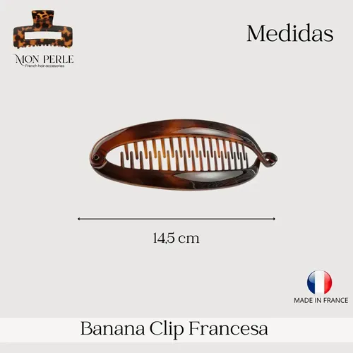 Hebilla Marqui Clip Banana Grande Carey Ecológico Marrón