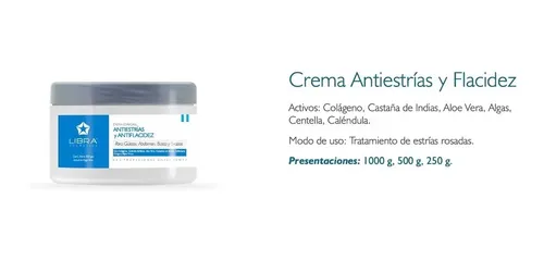 Crema Anti Estrias Y Flacidez Colageno Centella X 250g Libra