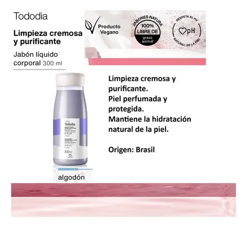 Jabon Liquido Cremoso Corporal Algodon X2 Tododia Natura