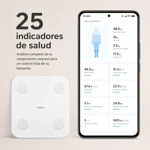 Balanza Inteligente Xiaomi (bluetooth App 25 Indicadores)