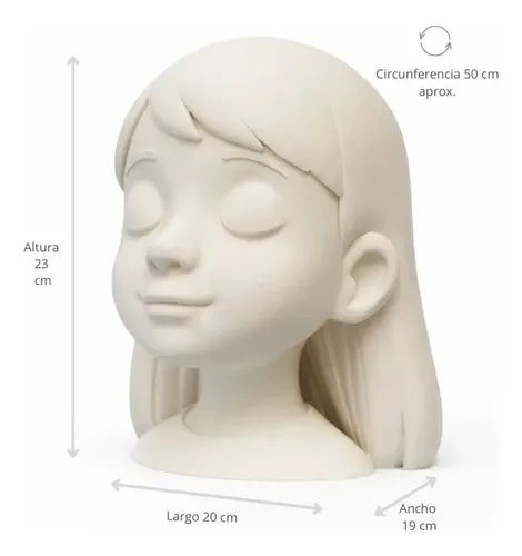 Exhibidor Infantil Cabeza Tamaño Niña 3d  23 Cm