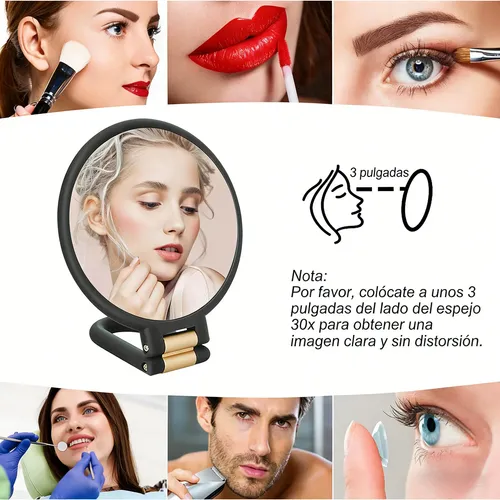 Maquillaje Portátil De Mano Con Aumento 30x Doble Z