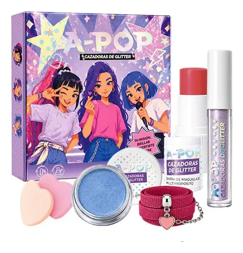 Set A Pop Cazadoras De Glitter Con Sombra, Barra Mkp, Brillo