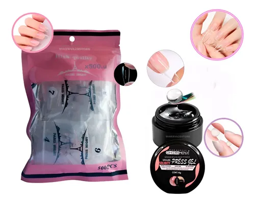Kit Tips Soft Gel Paris Night X500u Press Gel Solido Cherimo