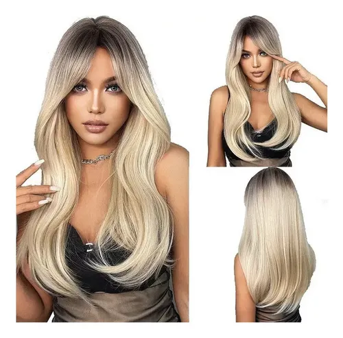Pelucas De Cabello Sintético Rubio Ombré Para Mujeres -///